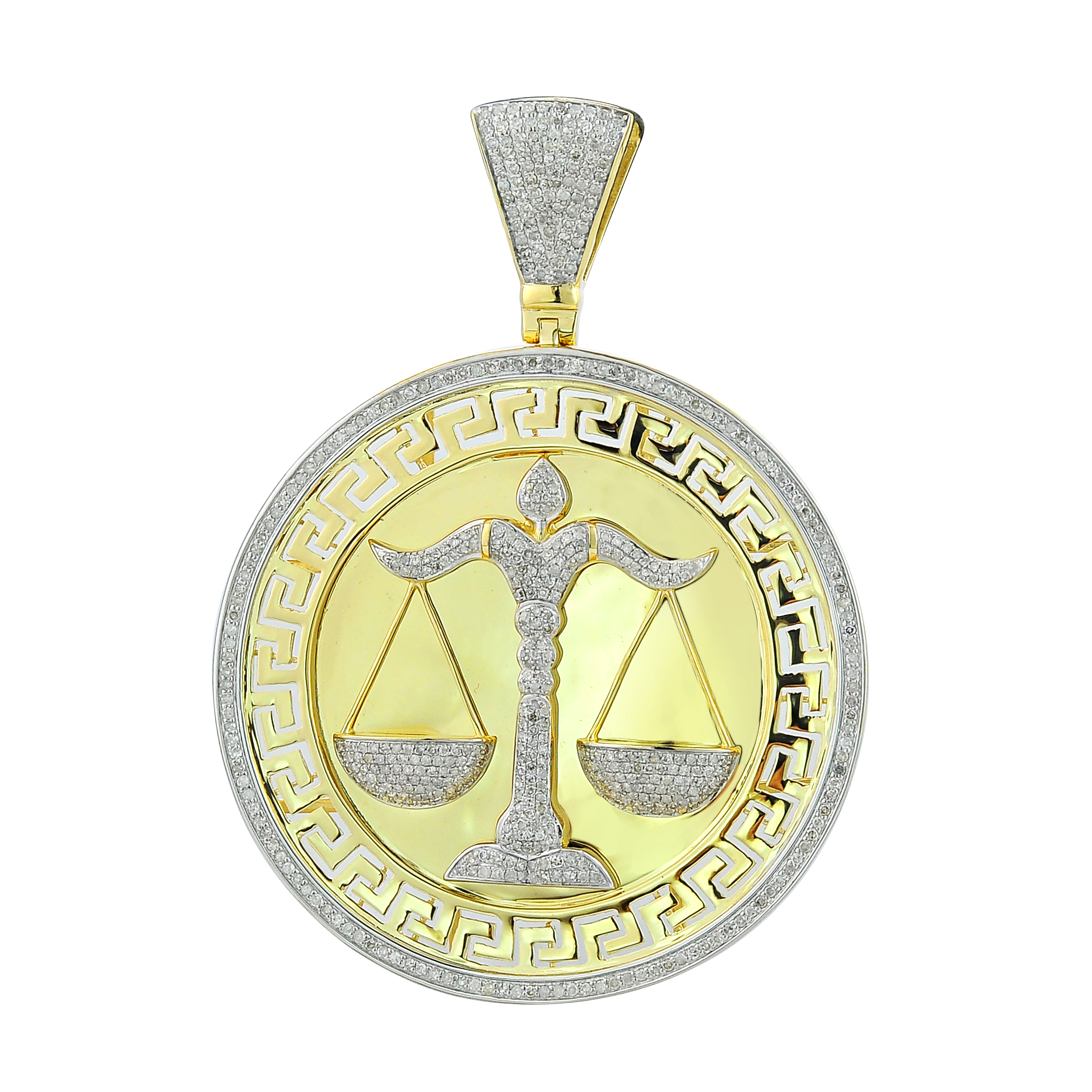 Diamone Scale Of Justice Pendant - 2.60 ct. 10K Yellow Gold